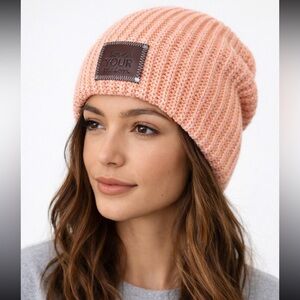 Love Your Melon Cozy Ribbed Winter Cap Peach Knit Beanie Hat
